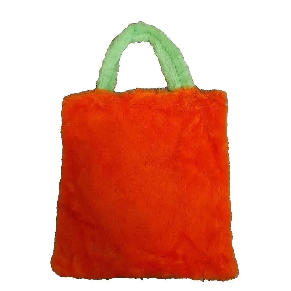 Lot of 4 Faux Fur Silly Face Party Bag Tote Purse Multipurpose Multicolor NWT